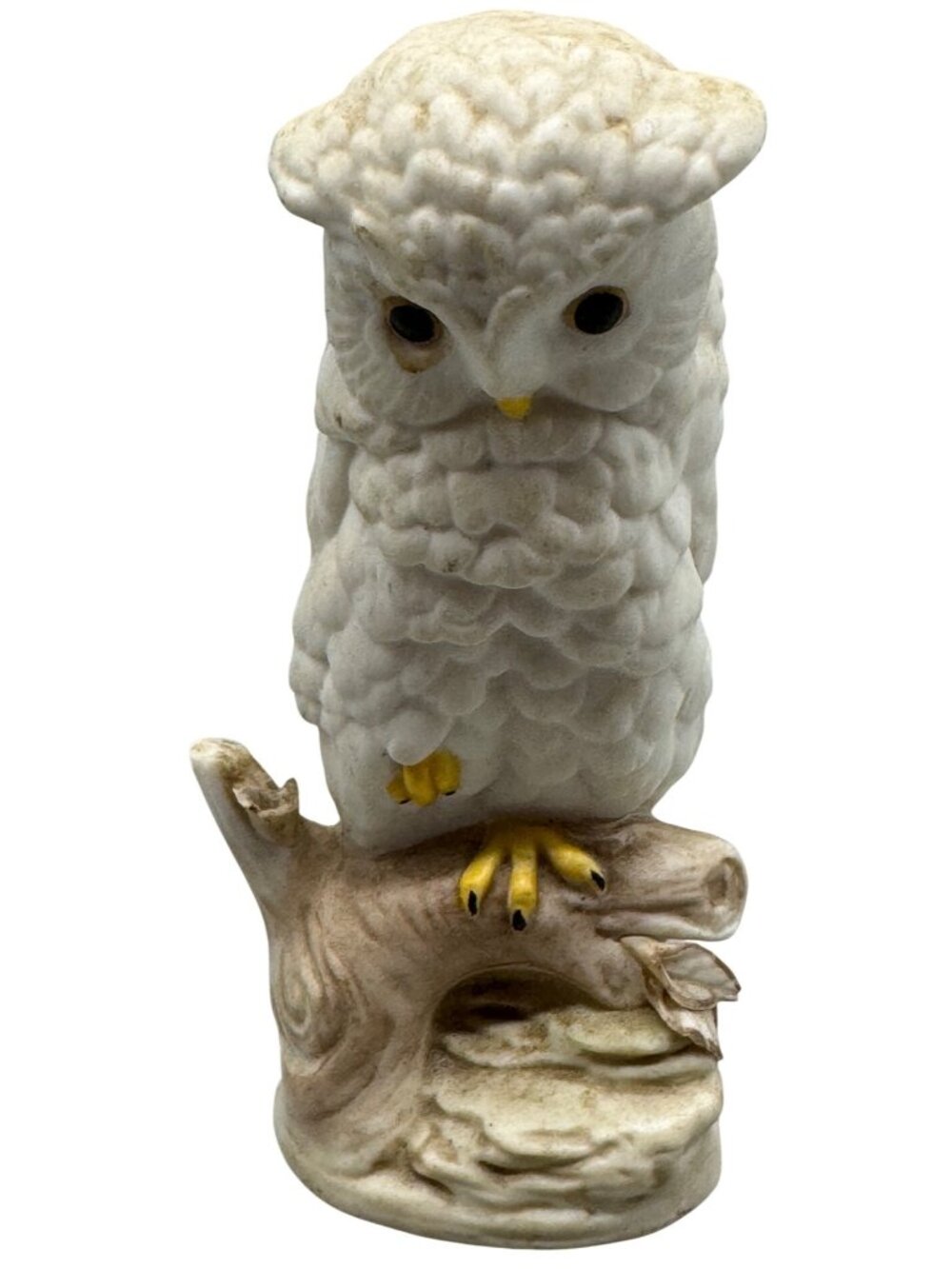 Vintage Porcelain Cybis Owl Figurine Tree Stump With Yellow Beak & Claws READ